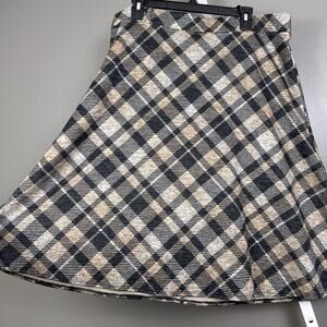 Carole Wren Skirt Womens XL Plaid A-Line Elastic Waist Belt Loops Cozy Soft Prep